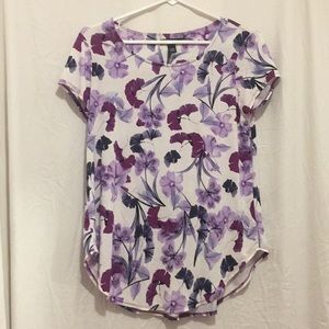 Alfiani ladies floral purple short sleev top Small